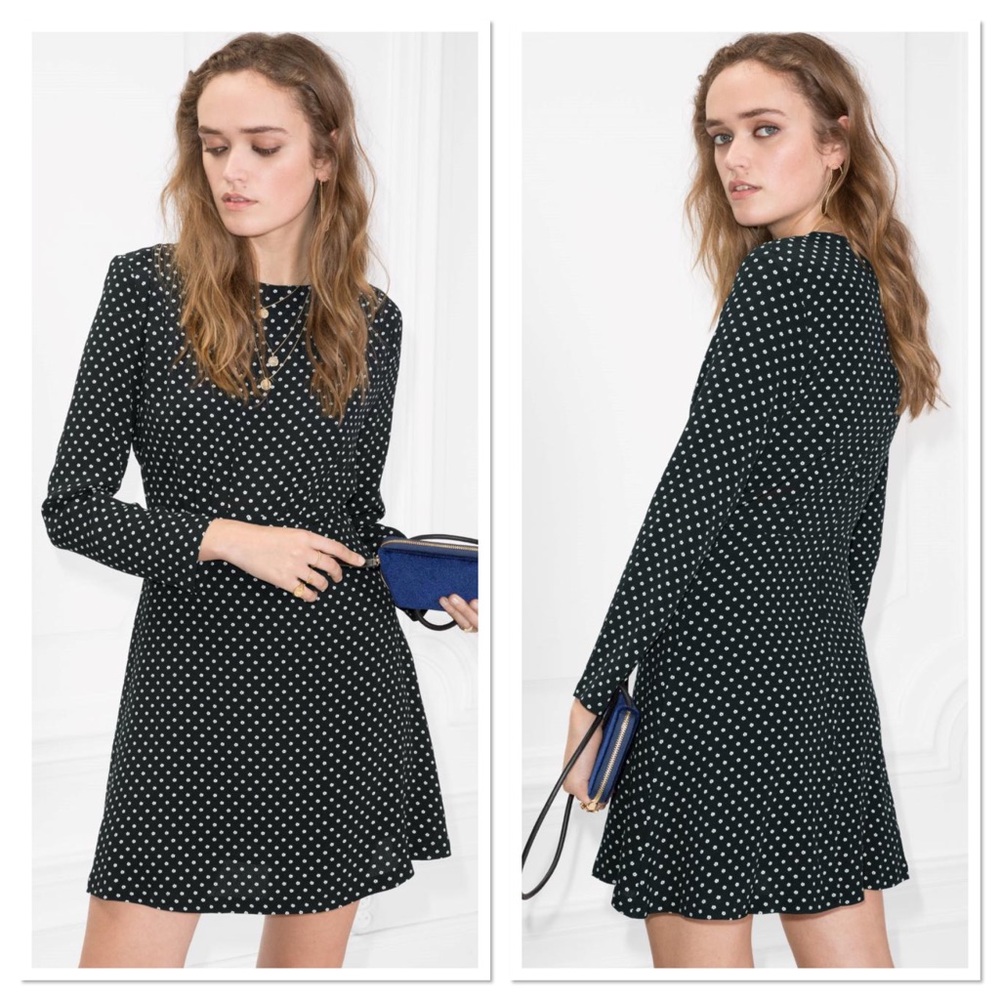 & Other Stories Synthetic Dots Black Mini Dress 2